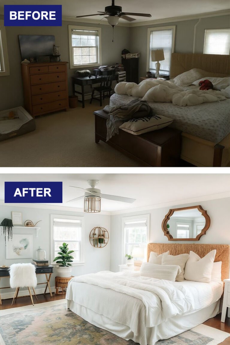 Bedroom transformation with new decor and modern furnishings