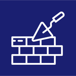 Icon of a trowel and bricks symbolizing construction work