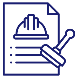 Construction permit icon with hard hat and paint roller symbol