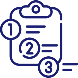 Clipboard icon with numbered checklist items one to three